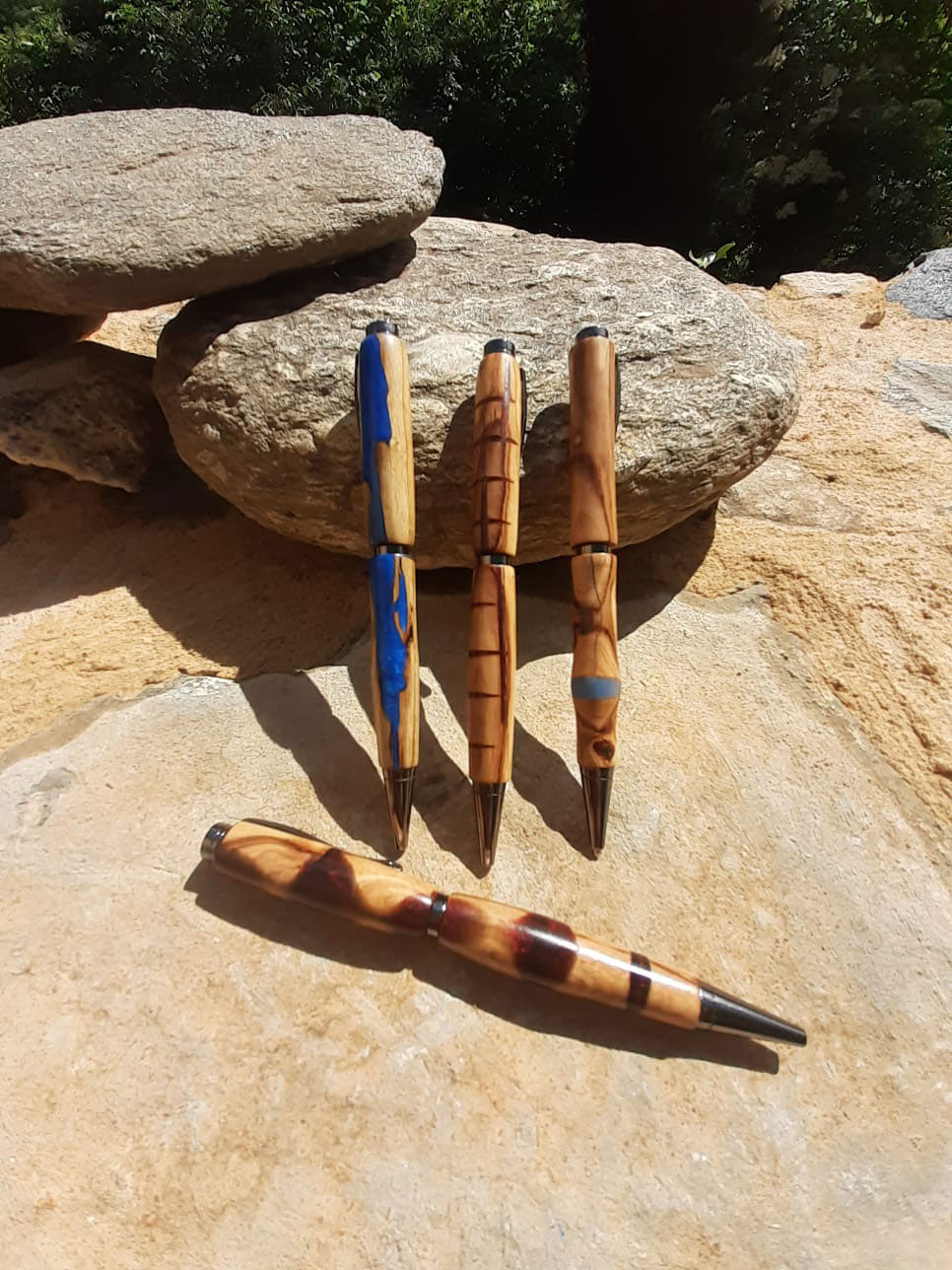 Stylos olivier résine Stylos artisanaux en bois d'olivier avec incrustation de résine époxy