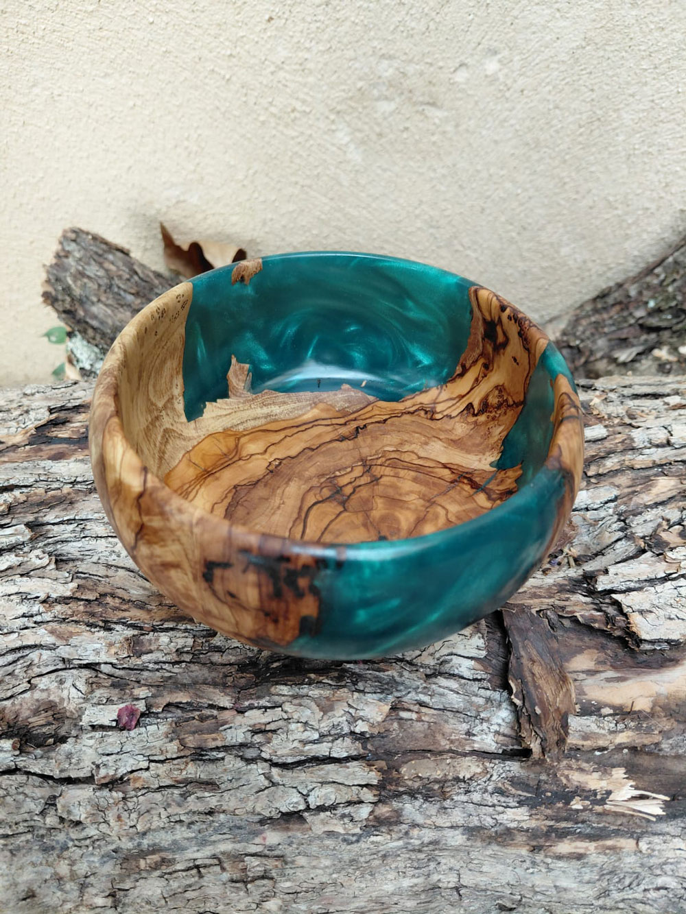 Bol olivier résine verte Bol en bois d'olivier avec résine époxy verte fabrication artisanale
