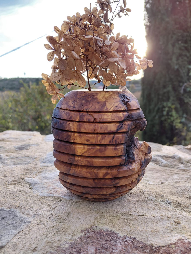 Cache-pot bois tourné Cache-pot artisanal en bois tourné