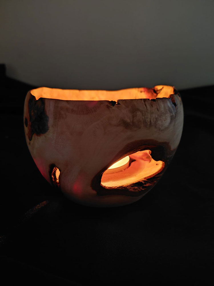 Photophore en bois Photophore artisanal en bois sculpté