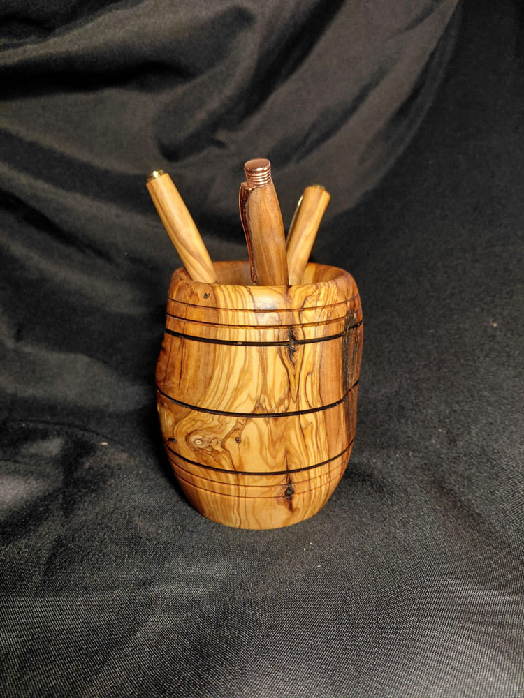 Porte-crayons en bois Porte-crayons artisanal en bois tourné