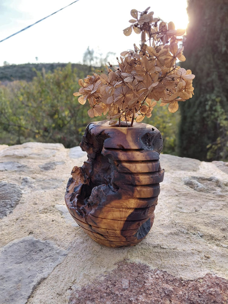 Vase bois fleurs séchées Vase en bois pour fleurs séchées fabrication artisanale
